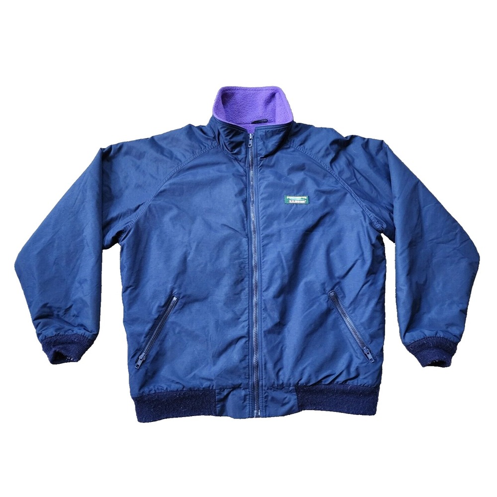 Vintage LL Bean Warm Up Jacket Womens Large Blue‎ Fleece Line Purple USA Made